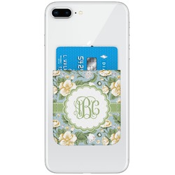 Vintage Floral Genuine Leather Adhesive Phone Wallet (Personalized)