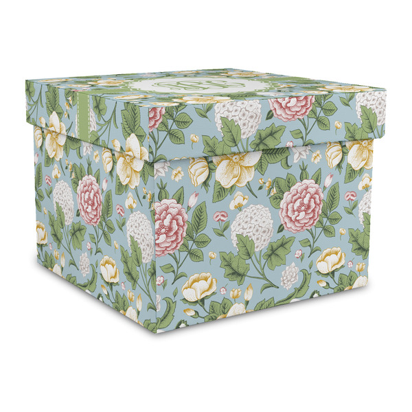 Custom Vintage Floral Gift Box with Lid - Canvas Wrapped - Large (Personalized)