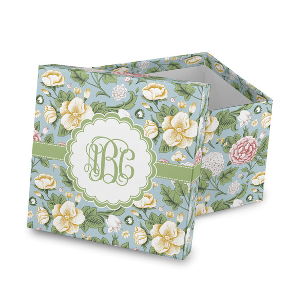 Custom Vintage Floral Gift Box with Lid - Canvas Wrapped (Personalized)
