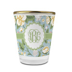 Vintage Floral Glass Shot Glass - 1.5 oz - with Gold Rim - Set of 4 (Personalized)