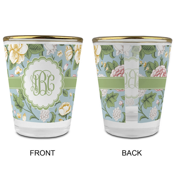 Vintage Floral Glass Shot Glass - with gold rim - APPROVAL