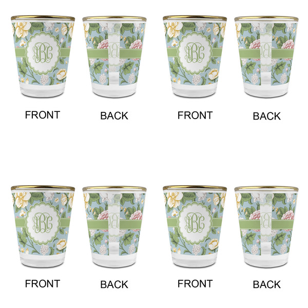 Vintage Floral Glass Shot Glass - with gold rim - Set of 4 - APPROVAL