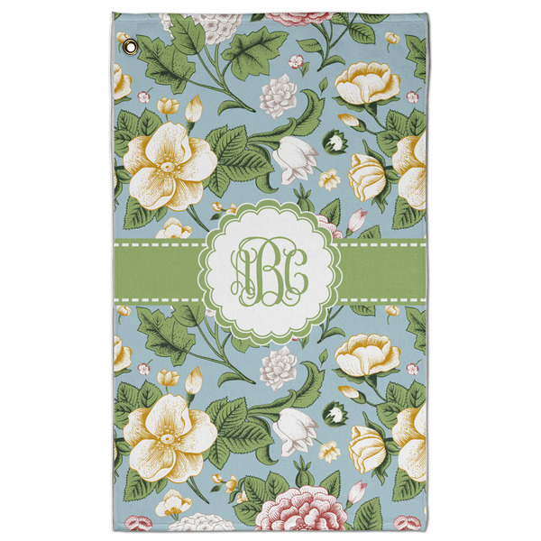 Custom Vintage Floral Golf Towel - Poly-Cotton Blend - Large w/ Monograms