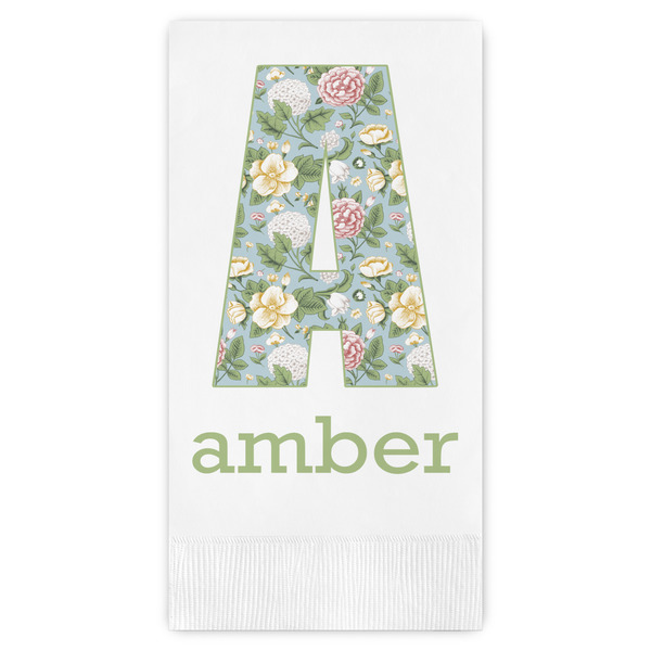 Custom Vintage Floral Guest Napkins - Full Color - Embossed Edge (Personalized)