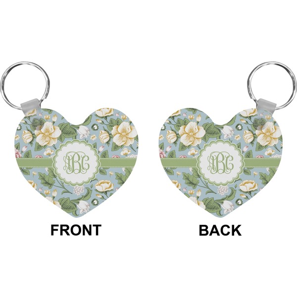 Vintage Floral Heart Keychain (Front + Back)
