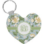 Vintage Floral Heart Plastic Keychain w/ Monogram