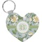 Vintage Floral Heart Plastic Keychain w/ Monogram