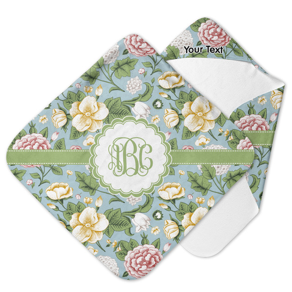 Custom Vintage Floral Hooded Baby Towel (Personalized)