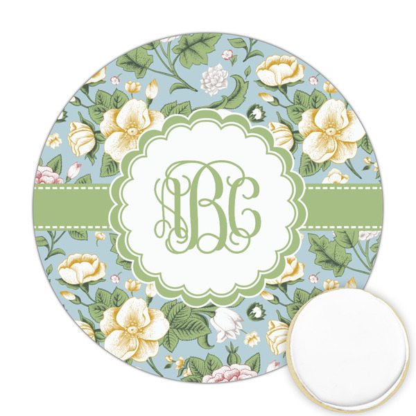 Custom Vintage Floral Printed Cookie Topper - Round (Personalized)