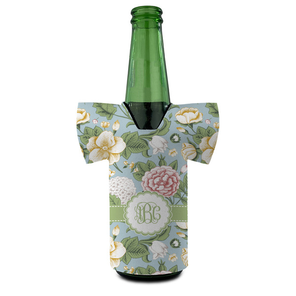Vintage Floral Jersey Bottle Cooler - FRONT (on bottle)