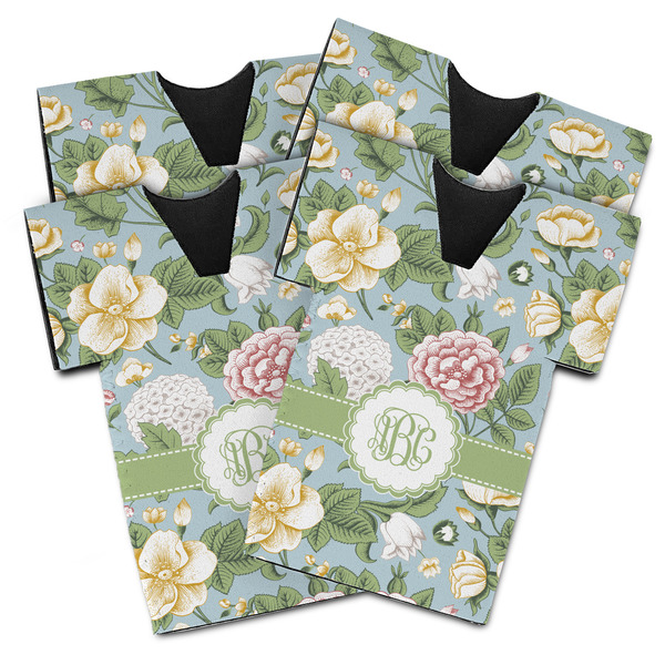 Custom Vintage Floral Jersey Bottle Cooler - Set of 4 (Personalized)