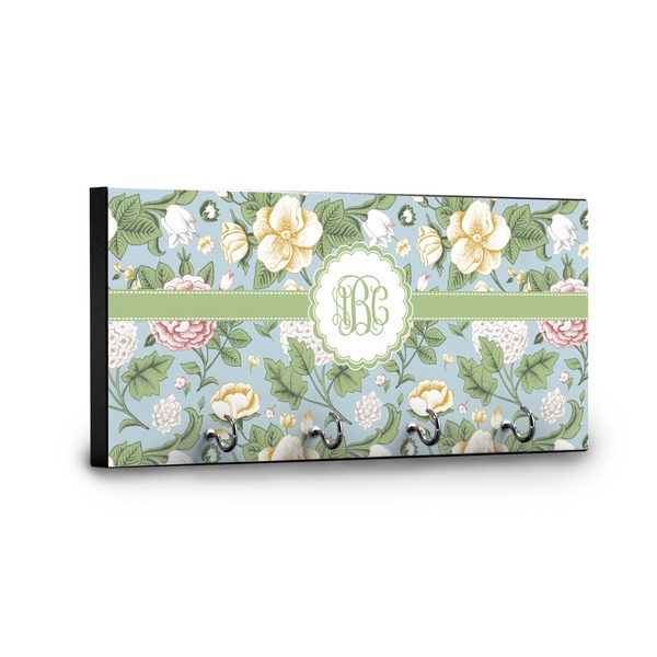 Vintage Floral Key Hanger - Front View with Hooks