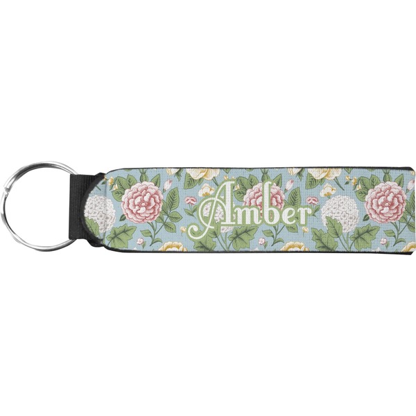 Custom Vintage Floral Neoprene Keychain Fob (Personalized)