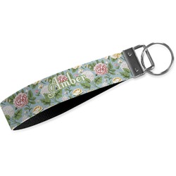 Vintage Floral Webbing Keychain Fob - Large (Personalized)