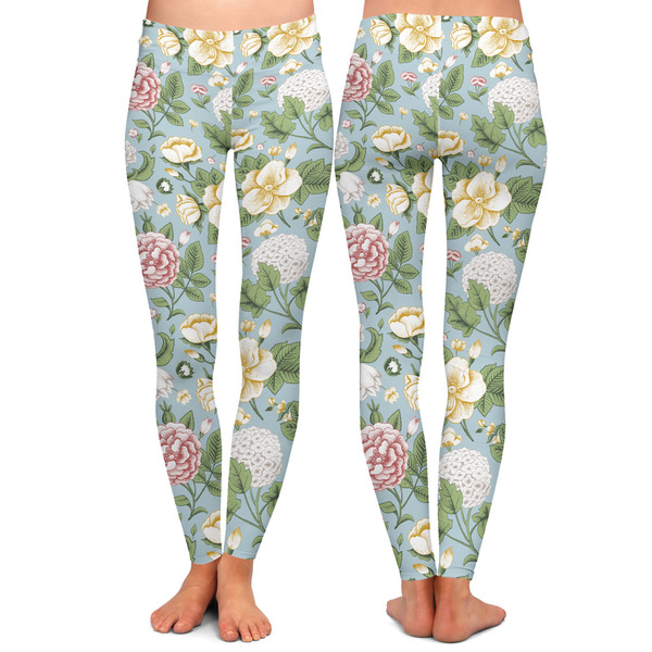 Vintage Floral Ladies Leggings - Front and Back