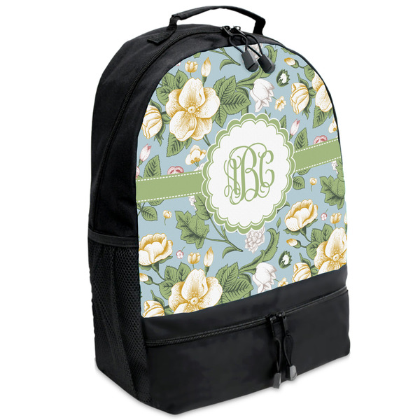 Custom Vintage Floral Backpacks - Black (Personalized)