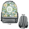Vintage Floral Large Backpack - Gray - Front & Back View