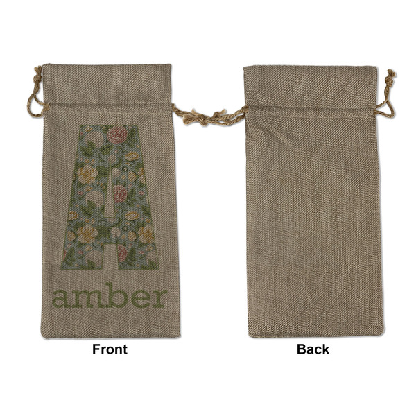 Vintage Floral Large Burlap Gift Bags - Front Approval