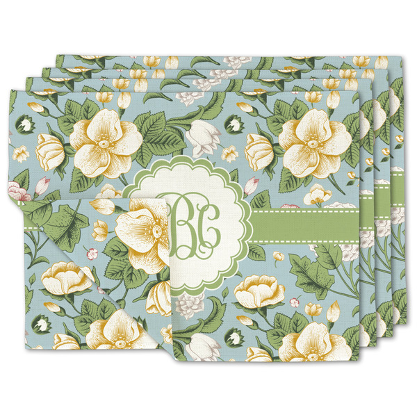 Custom Vintage Floral Linen Placemat w/ Monogram