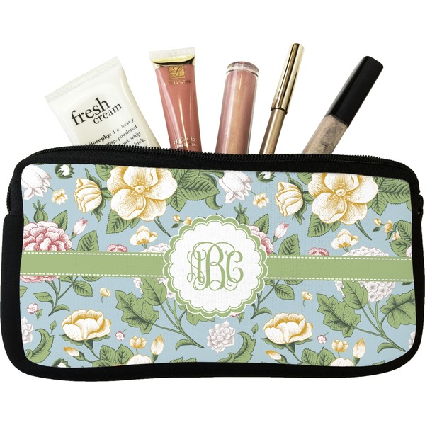 Custom Vintage Floral Makeup / Cosmetic Bag - Small (Personalized)