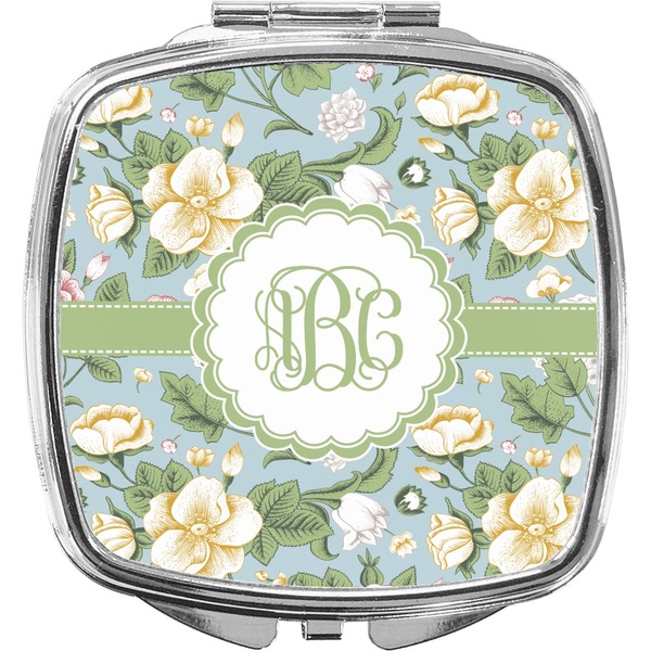 Custom Vintage Floral Compact Makeup Mirror (Personalized)