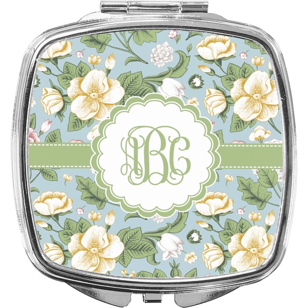 Custom Vintage Floral Compact Makeup Mirror (Personalized)