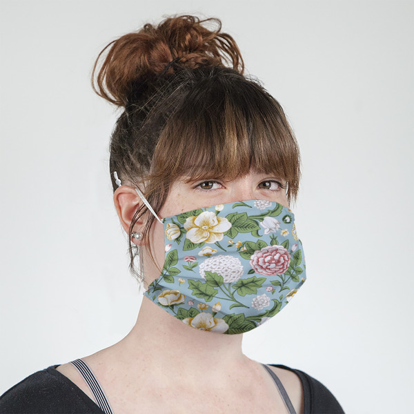 Vintage Floral Mask - Quarter View on Girl