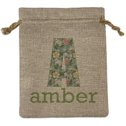 Vintage Floral Burlap Gift Bag (Personalized)