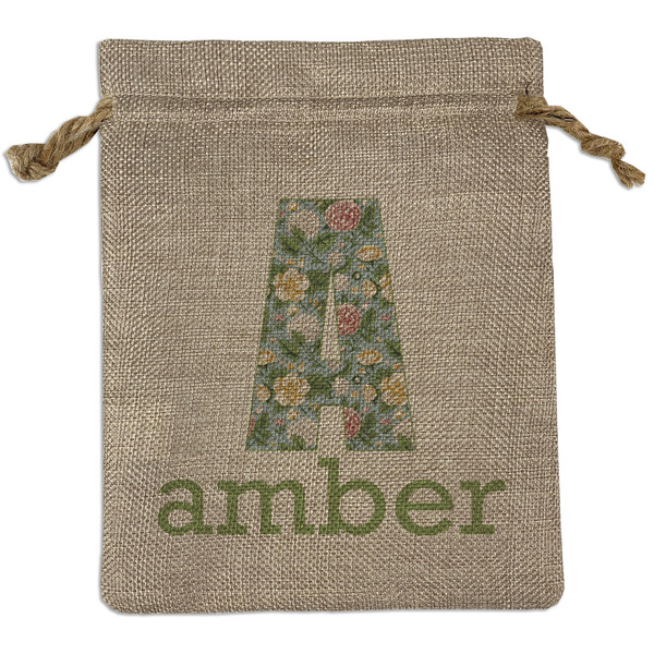 Custom Vintage Floral Burlap Gift Bag (Personalized)