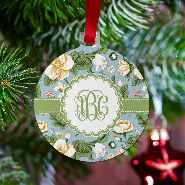 Vintage Floral Metal Ball Ornament - Lifestyle