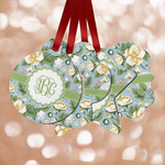 Vintage Floral Metal Ornaments - Double Sided w/ Monogram