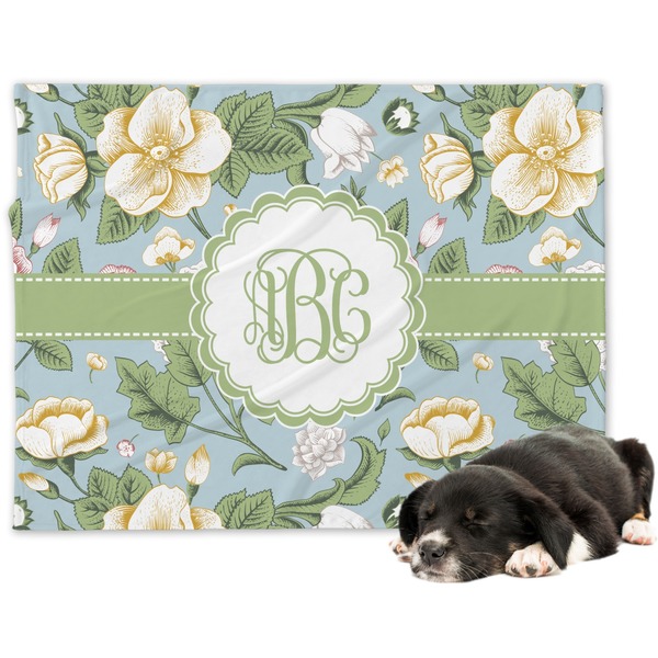 Custom Vintage Floral Dog Blanket (Personalized)
