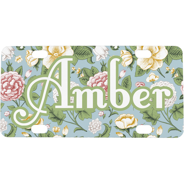 Custom Vintage Floral Mini / Bicycle License Plate (4 Holes) (Personalized)