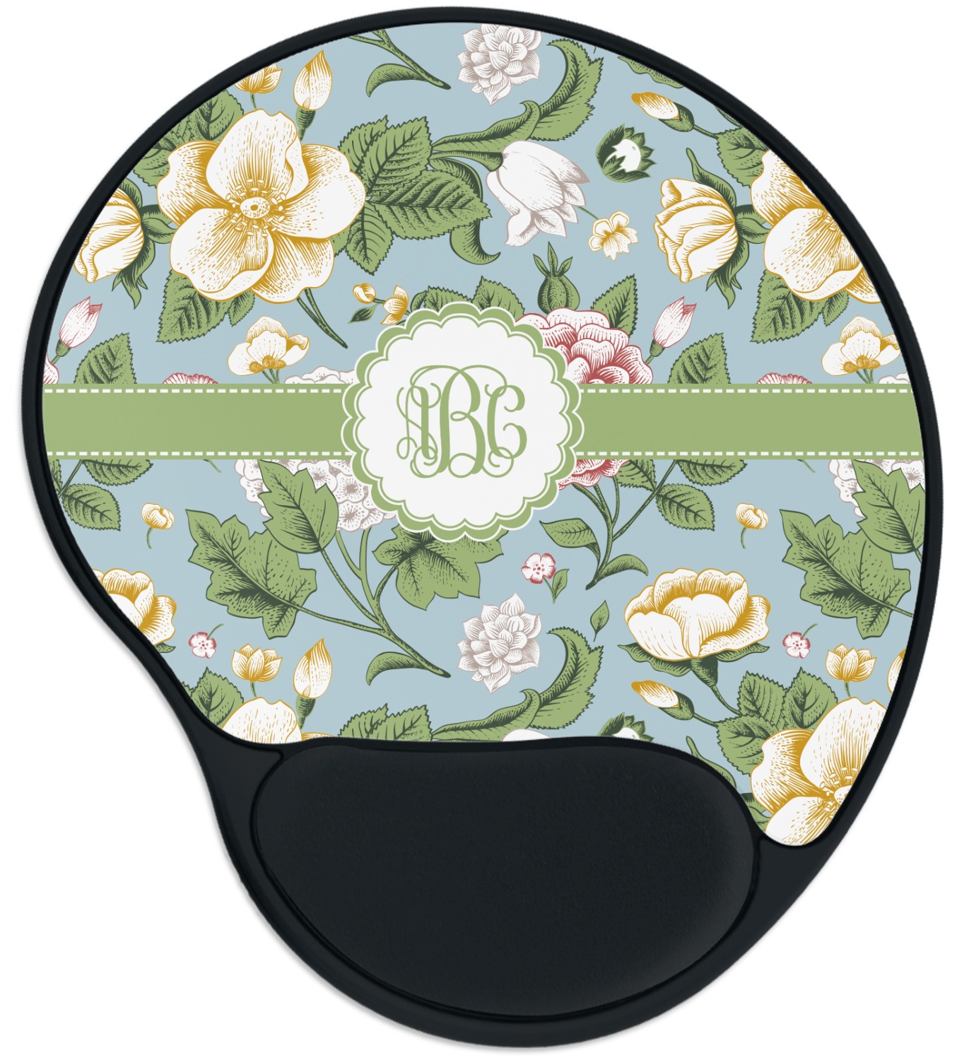 Custom Vintage Floral Mouse Pad with Wrist Support YouCustomizeIt
