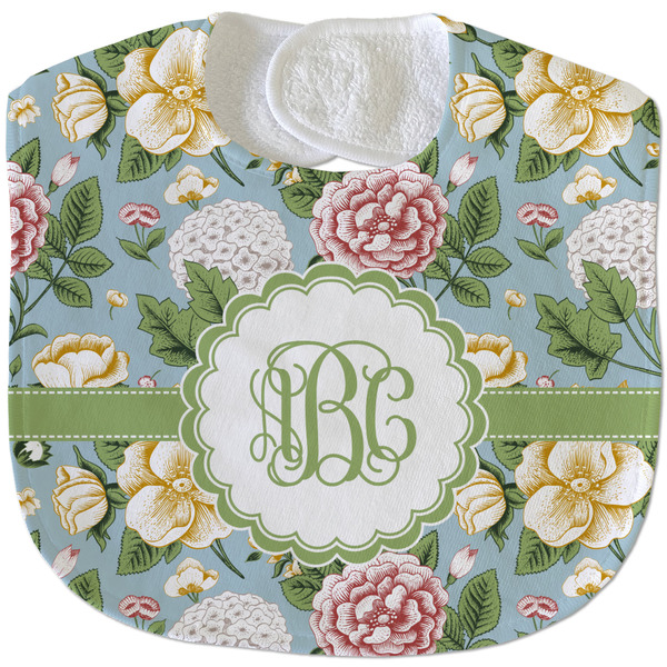 Vintage Floral New Baby Bib - Closed and Folded