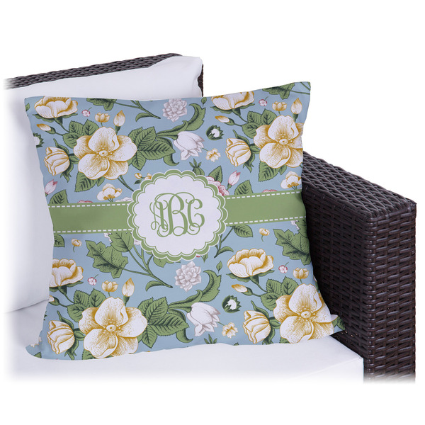 Custom Vintage Floral Outdoor Pillow - 16" (Personalized)