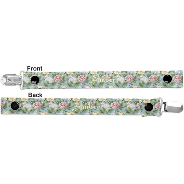 Vintage Floral Pacifier Clip - Front and Back