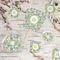 Vintage Floral Party Supplies Combination Image - All items - Plates, Coasters, Fans