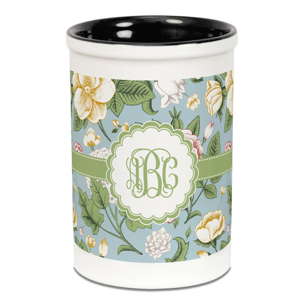 Vintage Floral Pencil Holder - Black