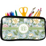 Vintage Floral Neoprene Pencil Case - Small w/ Monogram