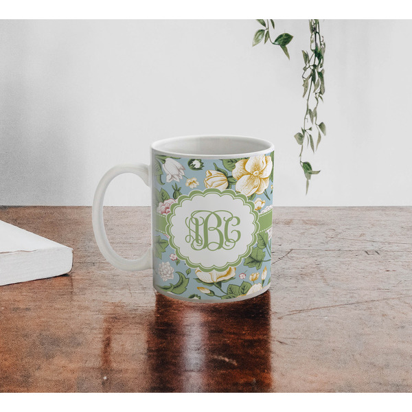Vintage Floral Personalized Coffee Mug - Lifestyle