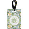 Vintage Floral Plastic Luggage Tag - Rectangular w/ Monogram
