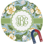 Vintage Floral Round Fridge Magnet (Personalized)