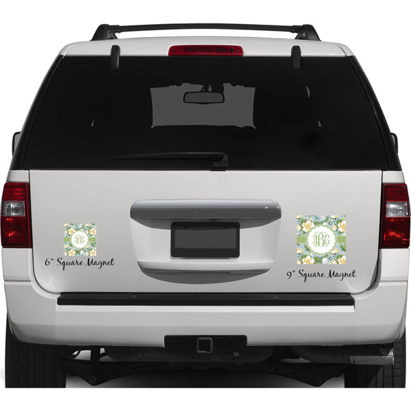 Vintage Floral Personalized Square Car Magnets on Ford Explorer