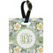 Vintage Floral Plastic Luggage Tag - Square w/ Monogram