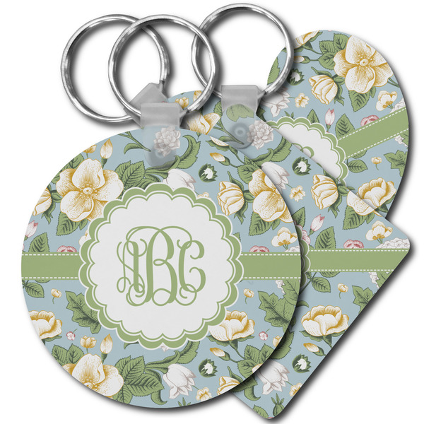 Custom Vintage Floral Plastic Keychain (Personalized)