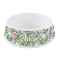 Vintage Floral Plastic Dog Bowl - Small (Personalized)