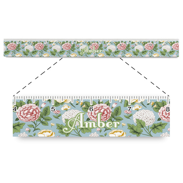 Custom Vintage Floral Plastic Ruler - 12" (Personalized)