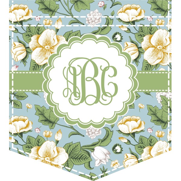Custom Vintage Floral Iron On Faux Pocket (Personalized)