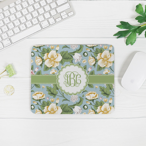 Vintage Floral Rectangular Mouse Pad - LIFESTYLE 2